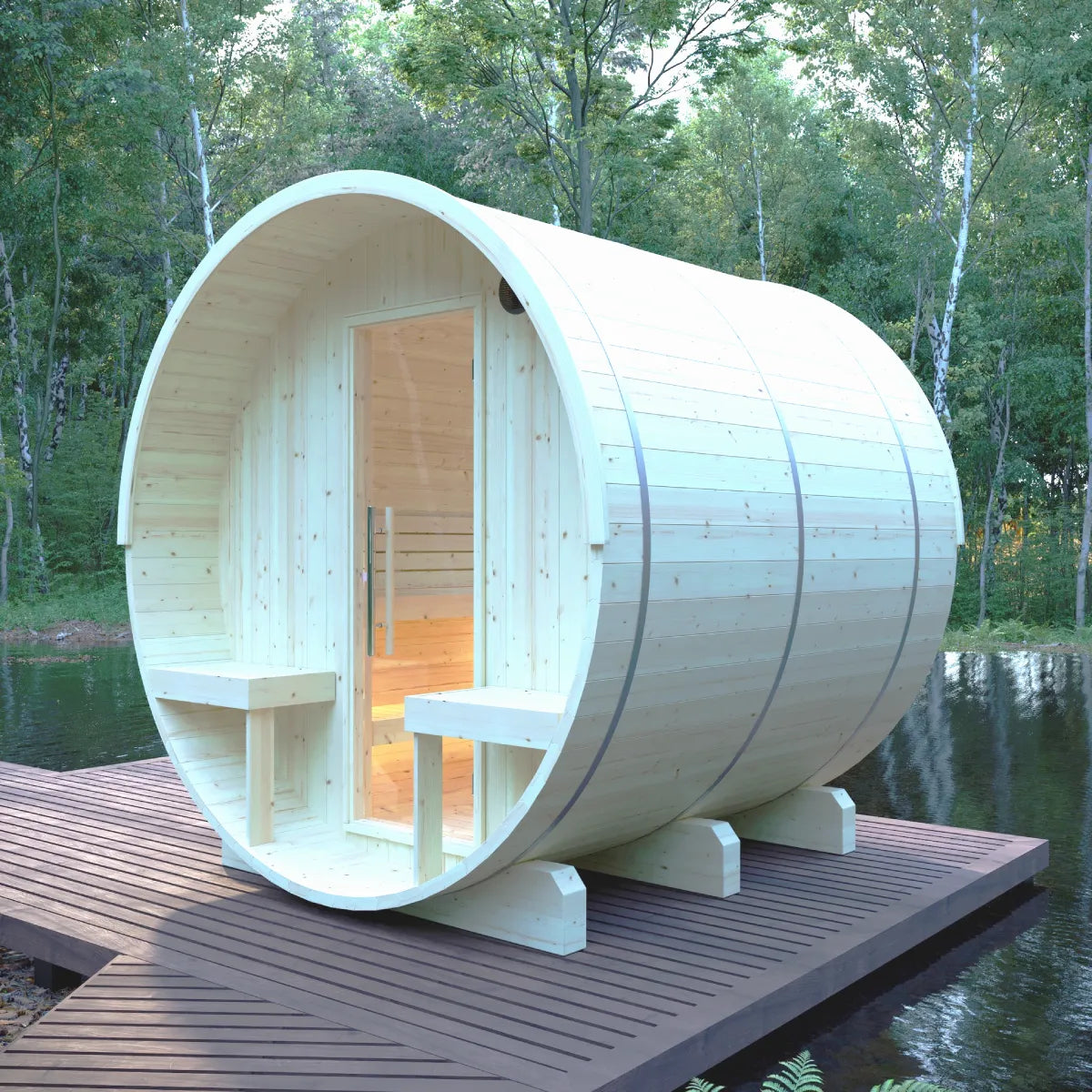 Helsinki Finnish Barrel Sauna with Terrace and WiFi Heater