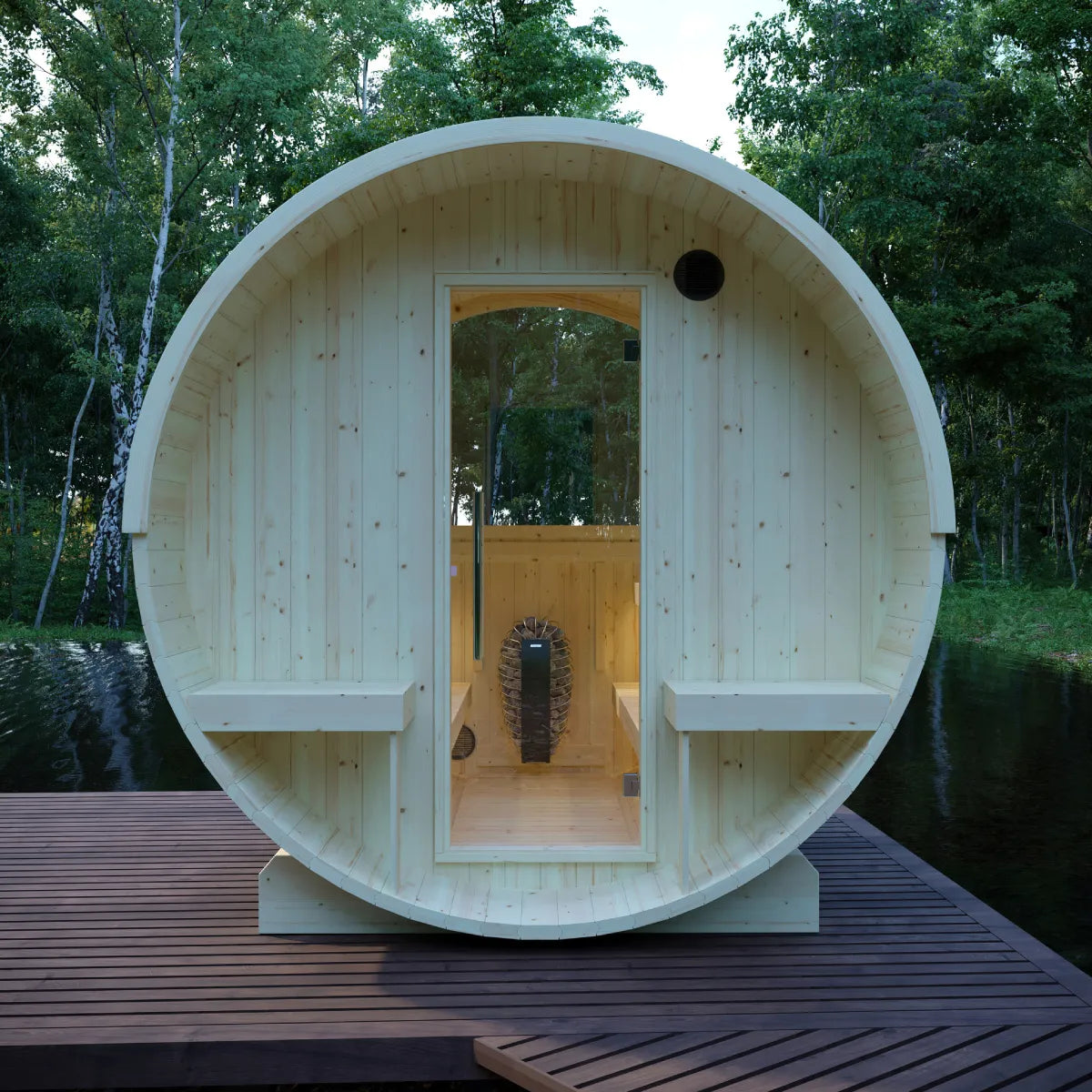 Helsinki Finnish Barrel Sauna with Terrace and WiFi Heater